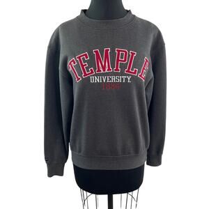 JanSport Temple University 1884 Gray Sweatshirt Cotton Crew Pullover Sz S Small